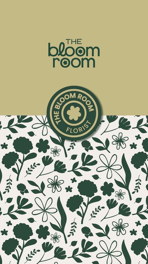 Flower pattern design created as a part of a flower shop branding design by Design Some Moore Logo Design With Flowers, Modern Flower Pattern, Flower Shop Branding Design, Gardening Branding, Flower Packaging Design, Flowers Branding, Flower Shop Logo Design, Flower Shop Branding, Shop Branding Design