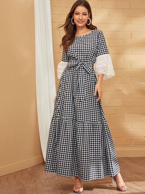 English Activity, Kebaya Brokat, Gingham Fashion, Activity Room, Frock Fashion, Woman Outfit, Steal The Spotlight, Country Dresses, Muslimah Fashion Outfits