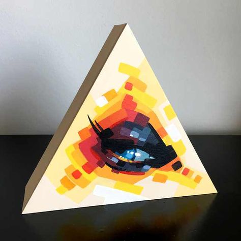 Triangle Canvas Painting, Triangle Canvas, Art Restaurant, Pop Art Drawing, Small Canvas Art, Canvas Decor, Amazing Art Painting, Art Practice, Sketchbook Art Inspiration