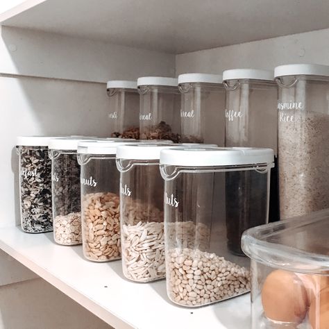 Nuts and cereals in ikea 365+ containers Organise Your Home, House Pantry, Pantry Containers, Cereal Storage, Pantry Organisation, Cereal Containers, Ikea 365, Kitchen Organisation, Kitchen Organization Diy