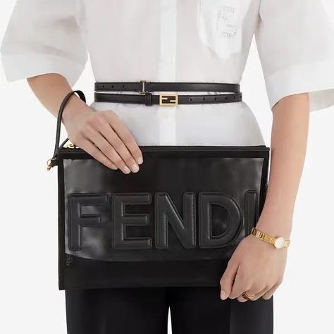 Designer Belts For Women, Fendi Store, Women Crafts, Flat Pouch, Luxury Belts, Large Pouch, Designer Belts, Exclusive Gift, Black Leather Belt