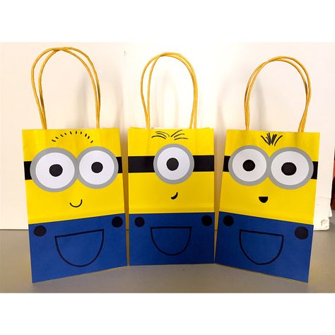 Minions Birthday Theme Decoration, Minion Goodie Bags, Minion Party Bags, Minons Birthday Party Ideas Decorations, Minions Birthday Party Decorations, Minion Table Favors, Minion Party Favors, Minion Loot Bags, Minion Party Theme