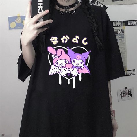 Kuromi Clothes, Sanrio Outfits, Sanrio Clothes, Harajuku Hoodie, Checkered Blouse, Harajuku Girls, Fantasy Magic, Harajuku Outfits, Vintage Clothing Stores