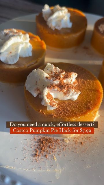 Caterina Cosentino on Instagram: "Pie hack — get your pie from @costco for $5.99 (yes, this giant thing is that cheap), a circlular cookie cutter or really any shape you want, and make mini pumpkin pies!! So much easier to serve and just the right amount 😉 🎃 #pumpkinpie #costcofinds #easydesserts #cookinghacks #thecookingmawma" Pumpkin Pie Cookies, Costco Finds, Mini Pumpkin Pies, Pie Slice, Pumpkin Pies, Mini Pies, Mini Pumpkins, Favorite Season, A Pumpkin