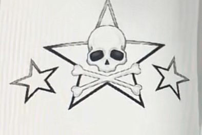 Star And Skull Tattoos, Star Skull Tattoo, Skulls Y2k, Skull Star Tattoo, Skull Tattoos Y2k, Skull With Star Eyes, Emo Skull Tattoo, Star Skull, Bone Drawing