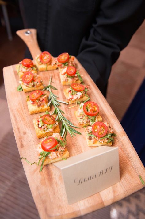 8 Scrumptious Late-Night Snacks for Your Reception Appetizer Photography, Wedding Reception Food Appetizers, Blt Appetizer, Lobster Blt, Reception Food Station, Wedding Reception Food Stations, Food Garnish, Wedding Food Stations, Entertaining Food