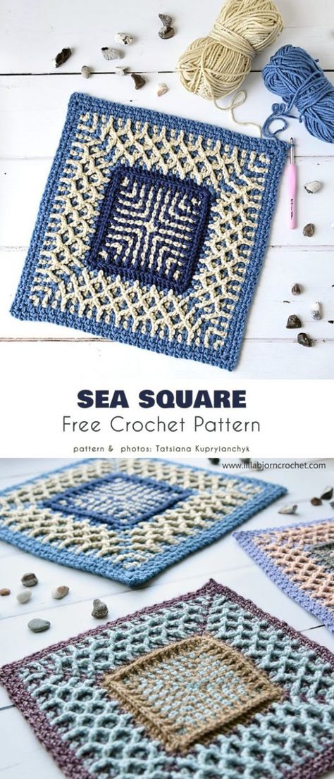 Bordered Squares, Free Crochet Patterns | Your Crochet Granny Square Häkelanleitung, Crocheted Squares, Knitted Blanket Squares, Square Crochet Pattern, Granny Square Crochet Patterns Free, Crochet Cushion Cover, Crochet Blocks, Crochet Cushions, Crochet Afghans