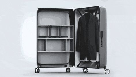 A smart wardrobe on wheels, the SkyTrek is less of a luggage carrier. That’s the story of the main compartment, but SkyTrek has a lot more to offer. The travel-case also looks at the pain-points of how we usually travel, from fingerprint scanner, on-board tracking system, extra compartments on the outside,  a battery pack and more. BUY NOW! Smart Wardrobe, Whirlpool Washing Machine, Hard Sided Luggage, Baby Milestones Pictures, Fingerprint Scanner, Luggage Carrier, Cabinet Style, Luggage Covers, Finger Print Scanner