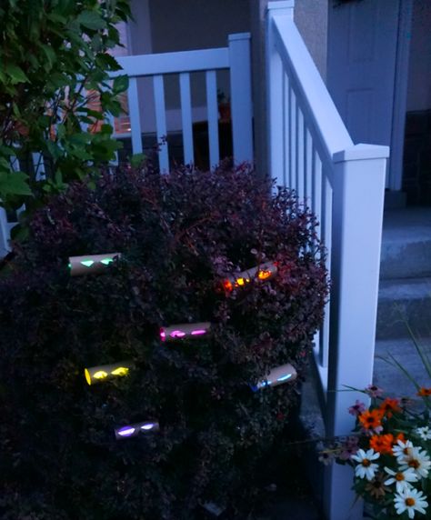 DIY Halloween Decorations Glowing Eyes in the BushesFacebookInstagramPinterestTwitter Diy Halloween Candy, Halloween Window Silhouettes, Simple Halloween Decor, Cheesecloth Ghost, Easy Diy Halloween Decorations, One Good Thing By Jillee, Spooky Eyes, Pumpkin Carvings, Glowing Eyes