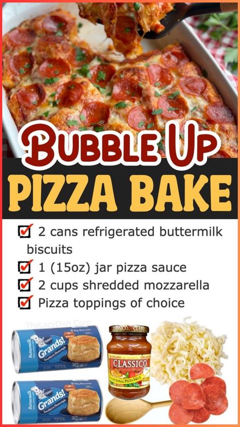 Bubble Up Biscuit Pizza Casserole Chicken With Cream Of Chicken, Pillsbury Pizza Crust Recipes, Bubble Pizza, Bubble Up Pizza, Cheesy Baked Chicken, Family Dinner Recipe, Biscuit Pizza, Easy Family Dinner, Pizza Dinner