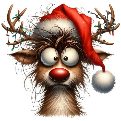 Rudolph The Red Nosed Reindeer Painting, Christmas Reindeer Drawing, Christmas Images Printable, Christmas Funny Humor, Christmas Reindeer Art, Christmas Png Images, Tangled Christmas Lights, Reindeer Christmas Decor, Santa Claus Drawing