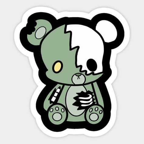 Zombie Teddy Bear, Halloween Stickers Printable, Zombie Stickers, Evil Teddy Bear, Teddy Bear Sticker, Voodoo Doll Tattoo, Cute But Deadly, Horror Merch, Cute Zombie