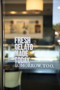 I need to make some kind of cool floating glass sign. That would set the tone of the space, too. Restaurant Window, Cupcake Signs, Window Signage, Gelato Shop, Cafe Branding, Window Graphics, Wayfinding Signage, Cafe Shop, Ice Cream Shop