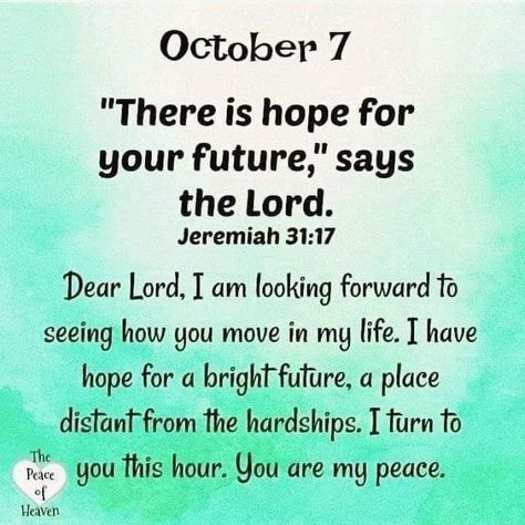 October 7 Bible Verse, October Prayer, October Blessings, Bible Verse Jeremiah, October Days, Quotes For Mom, Jeremiah 31, 7 October, Morning Prayer Quotes