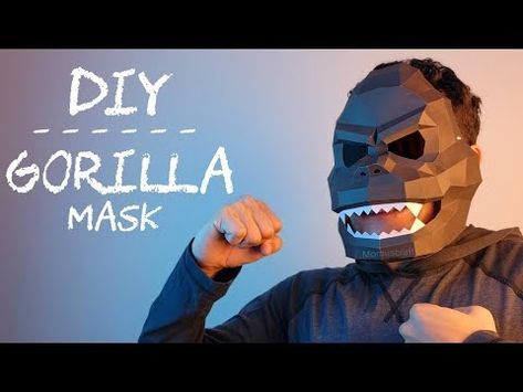 (1) How to make a Gorilla Mask using Paper - DIY Kong mask - YouTube Costume Template, Gorilla Mask, Paper Diy, Template Download, Diy Paper, Halloween Party, To Create, Mask, Halloween