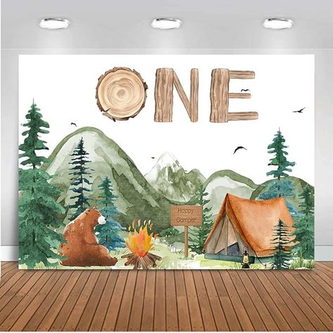 ANSHUHAI Forest Camping Happy Birthday Backdrop One Happy Camper Birthday Decorations Boy's Adventure 1st Birthday Party Photography Background Tent Campfire Camping Theme Party Banner (7x5ft) One Happy Camper Birthday, Background Forest, One Happy Camper, Forest Camping, Birthday Party Photography, Camping Birthday, Party Photography, 1st Birthday Party, Birthday Backdrop