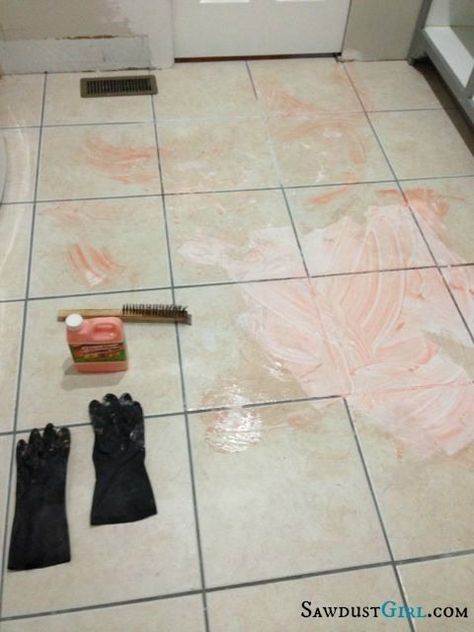 Remove Paint From Tile, Painted Shower Tile, How To Remove Paint, Grout Paint, Sawdust Girl, Tile House, Remove Paint, Creative Tile, Painting Tile Floors