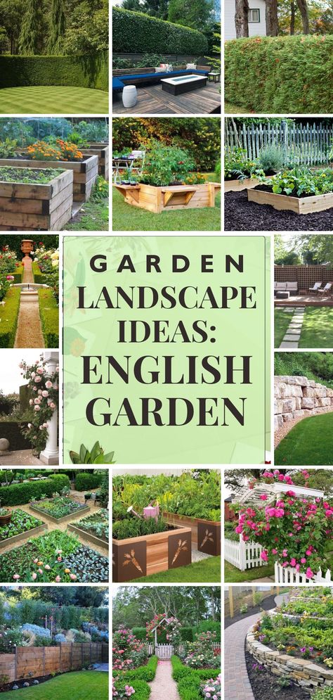 Garden Design English, British Gardens English Country, English Garden Landscaping Front Of House, English Style Landscaping, Colonial Garden Design, English Country Landscape, English Gardens Front Yard, English Garden Decor, English Garden Design Layout