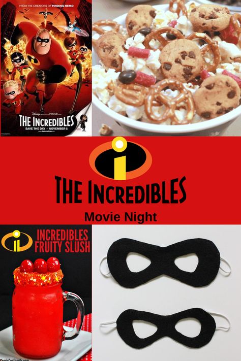 Incredibles Themed Food, Incredibles Food Ideas, Incredibles Movie Night Food, The Incredibles Dinner And A Movie, Incredibles Themed Dinner, Incredibles Dinner And A Movie, Incredibles Movie Night, Themed Movie Night, Family Fun Dinner