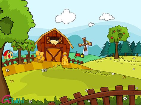 farm on Behance Farm Mural, Farm Drawing, Farm Picture, Farm Background, Scenery Drawing For Kids, Farm Cartoon, Farm Animals Activities, Drawing Scenery, Scenery Drawing