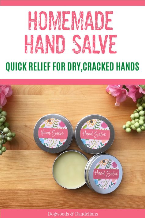 Gardening can really dry out your hands. This easy homemade salve for gardeners will soothe your skin with nourishing ingredients. Made with only 5 ingredients, this is a perfect gift idea for Moms or Grandmas who love to garden, but it also makes a great gift for the hardworking Dad that gets his hands dirty. This easy DIY will provide relief for anyone with dry, cracked hands. Diy Hand Moisturizer, Dry Hands Remedy Diy, Cracked Hands Remedy, Diy Hand Lotion, Hand Lotion Recipe, Diy Balm, Dry Hands Remedy, Diy Salve, Hand Cream Recipe