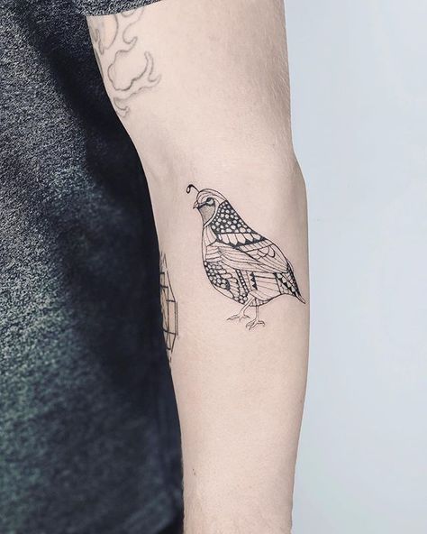 Loved doing this little quail bird for you Ryan! Always a pleasure to tattoo you! Quail Tattoo, Arizona Tattoo, Flying Bird Tattoo, Pieces Tattoo, Dainty Tattoos, Baby Tattoos, Dog Tattoos, Time Tattoos, Birds Tattoo