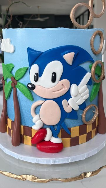 Sonic Pasta, Bolo Sonic, Doodle Cake, Sonic Birthday Cake, Chocolate Pinata, Sonic Cake, Candyland Cake, Sonic Birthday Parties, Ninja Birthday