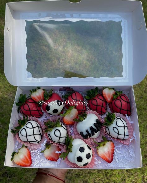 Soccer Theme Strawberries ! ✨⚽️❤️ #Red #summer #Soccervibes #Explorepage #Xplorepage #chocolatecoveredstrawberries #soccerstrawberries #smallbusiness #supportsmallbusiness #Flaws Treat Business, Soccer Theme, Strawberries, Soccer, Red, Quick Saves, Football