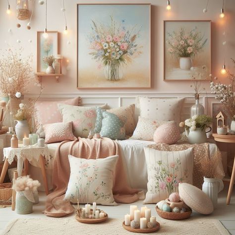 Cozy Spring home decor 💛 with soft pastel colors🤍 #spring #decor #decoration #interiordesign #home #homedecor #aesthetic #ａｅｓｔｈｅｔｉｃ Neutral And Pastel Living Room, Pastel Home Interior, Pastel House Decor, Pastel Colors Living Room, Pastel Living Room, Pastel Home, Pastel Home Decor, Cozy Patio, Pastel House