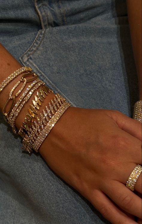 Elegant Stacked Gold Bracelets, Stacked Luxury Bracelets, Chic Luxury Gold Bracelet, Luxury Bracelet Stack Gold, Luxury Gold Plated Stackable Bracelet, No Ordinary Girl, Dope Jewelry Accessories, Gold Girl, Luxe Jewelry