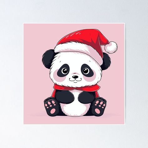 Christmas Panda Drawing, Panda Christmas, Panda Poster, Panda Drawing, Space Drawings, Cartoon Panda, Shirts Ideas, 2023 Christmas, Christmas Hat