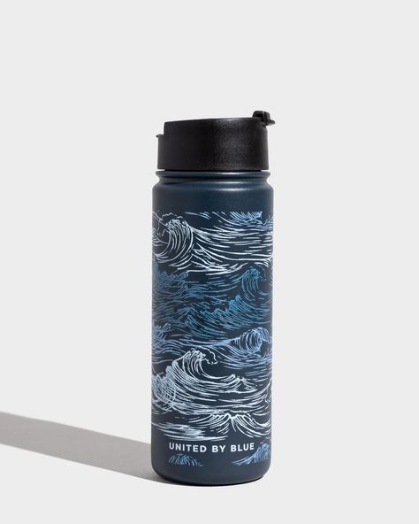 Water Bottle Art, Flask Water Bottle, United By Blue, Travel Bottles, Insulated Travel Mugs, Stainless Steel Travel Mug, Free Hand, Bottle Art, Vacuum Sealing