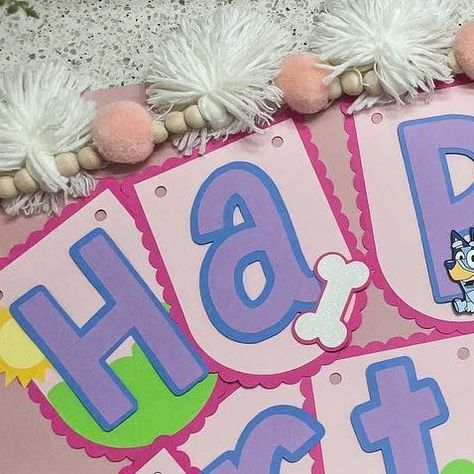 Bluey Happy Birthday, Diy Bluey, Happy Birthday Banner, Instagram Happy Birthday, Happy Birthday Banners, Birthday Banner, Disneyland, Cake Toppers, Happy Birthday