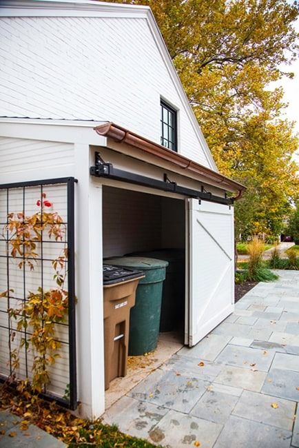 End of Summer 2022 – Outdoor Storage Ideas and Garage Conversions - HomeSquare Garbage Can Shed, Steel Trellis, Garbage Shed, Storage Doors, Backyard Storage Sheds, House Storage, Lean To Shed, Outside Storage, Backyard Storage