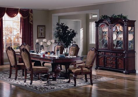 Formal Dining Room Furniture, Formal Dining Room Table, Formal Dining Room Sets, Double Pedestal Dining Table, Dining Room Furniture Sets, Set Meja Makan, Traditional Dining, Formal Dining Tables, 7 Piece Dining Set