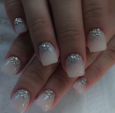 White Rhinestone Nails Short, Short Nail Rhinestones, Short Nails With Jewels Rhinestones, Short Nails Ideas With Rhinestones, Short Diamond Nails Rhinestones, Rhinestones On Short Nails, Simple Acrylic Nails With Rhinestones, Rhinestone Placement On Short Nails, Short Acrylic Nails With Rhinestones