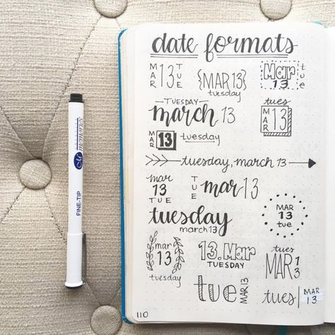 Date Format Headers for Your Bullet Journal Bullet Journal Titles, Bullet Journal Headers, Bullet Journal Banner, Journal Fonts, Bullet Journal Notes, Bullet Journal Printables, Bullet Journal Mood, Bullet Journal Aesthetic, Bullet Journal Notebook