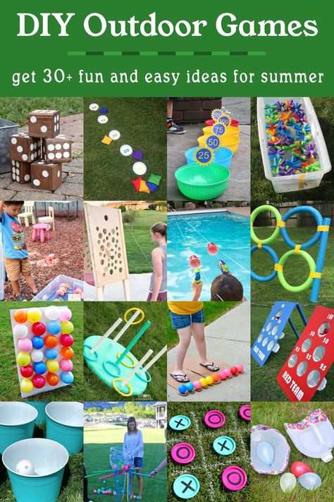 These DIY outdoor games are perfect for the entire family! Use these ideas in the backyard during a summer party, birthday, or gathering. Both kids and adults will have a blast! Outdoor Birthday Games For Kids, Diy Party Games For Kids, Garden Kids Party, Backyard Birthday Party For Kids, Outdoor Birthday Games, Diy Garden Games, Diy Outdoor Games, Outdoor Games For Toddlers, Summer Party Birthday