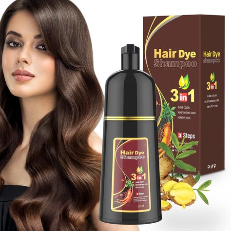 PRICES MAY VARY. 【Natural Plant Extracts】Coffee hair dye shampoo is formulated with the latest pure ginger that can bring a new experience to the hair. Natural ginger extract, collagen and ginkgo biloba extract help strengthen hair fibers from the inside out. Hair will be shinier, softer and smoother after washing with this hair color shampoo, which helps prevent hair loss and repair hair dryness. 【3 in 1】Herbishh hair color shampoo for gray will not use any chemicals that contain ammonia and wi Shampoo For Grey Hair, Natural Brown Hair Color, Coffee Hair Dye, Herbal Hair Dye, Natural Ginger, Natural Brown Hair, Shampoo For Gray Hair, Hair Dye Shampoo, Grey Hair Coverage