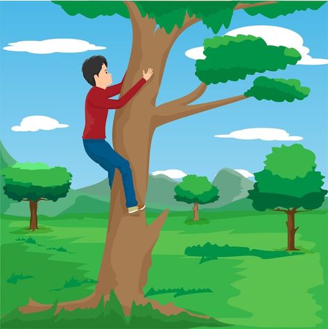 Vector boy climbing tree | Premium Vector #Freepik #vector #illustrations #game-illustration #game #playing Tree Animation, Climb A Tree, Climbing A Tree, 2d Character Animation, Climbing Trees, Climb Trees, Character Animation, Tree Images, Game Illustration