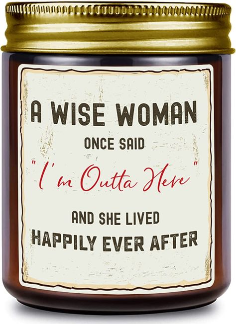 PRICES MAY VARY. A Fun Way to Say Farewell - Make a special woman smile as you say your goodbyes with this lavender scented candle. It's a lovely and practical present for her retirement or when she's moving away. Makes Any Space Smell Pleasant - Infused with lavender essential oil, this candle will fill any room with a calming fragrance. The lovely aroma can also help promote quality sleep and relieve stress. A Cleaner & Longer Burn - This lavender scented candle can burn for approximately up t Goodbye Presents For Coworkers, Candy Jar Sayings, Retirement Quotes For Coworkers, Funny Goodbye Quotes, Retirement Gifts For Women Coworker, Goodbye Quotes For Coworkers, Farewell Ideas, Funny Goodbye, Goodbye Gifts For Coworkers