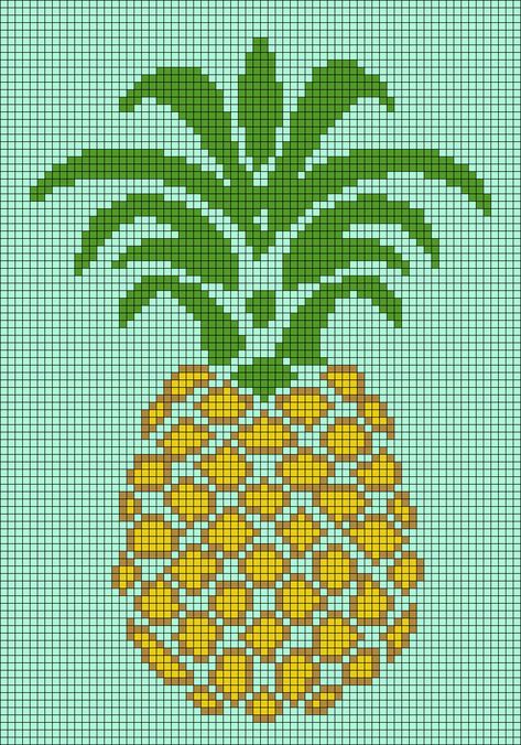 Alpha Pattern #19425 Preview added by Admonit Cross Stitch Patterns Free Easy, Stitch Pineapple, Bead Crochet Patterns, Cross Stitch Kitchen, Nature Cross Stitch, Pixel Pattern, Floral Cross Stitch, Crochet Tapestry, Bead Pattern