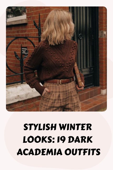 Stylish Winter Looks: 19 Dark Academia Outfits Dark Academia Knitwear, Fashion Outfits Academia, Academic Casual Outfit, Soft Classic Kibbe Dark Academia, Dark Academia Outfit Office, Coffee Shop Job Outfit, Womens Dark Academia Fashion, Oxford University Outfit, Oxford University Aesthetic Outfit