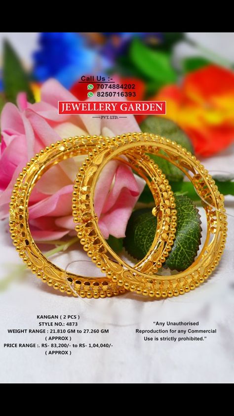 Kankanalu Designs, Plain Gold Bangles, Gold Kada, Hand Jewelry Rings, 22 Carat Gold Jewellery, Ladies Bangles, Gold Jhumka Earrings, Gold Bangles For Women, Bengali Bride