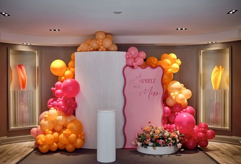 Aperol Spritz Themed Bridal Shower- Her Last SPRITZ as a MISS 🍹 • • • Backdrops, Balloons & Backdrop Flowers: @decorandvibes • Backdrop Decal: @signedbytobs • Photographer: @samuelbass • • #ottawa #orange #hotpink #balloongarland #613 #ottawaevents #bridalshower #bridetobe #aperolspritz #aperolspritztheme #pink #fuschia #ottawabridalshowers #ottawaeventdecor #sohochampagne #ottawaeventdesigner #misstomrs #bridalshowerdecor Colorful Bridal Shower Theme, Christening Theme, Spritz Party, Christening Themes, Citrus Party, Balloons Backdrop, Backdrop Flowers, Candyland Theme, Enchanted Garden Wedding