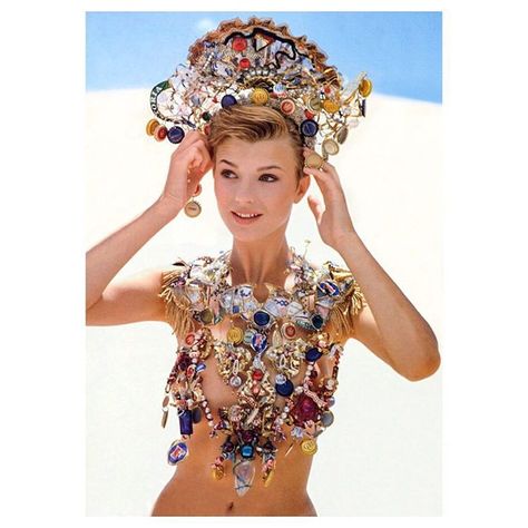 The Stone Set | Tiara Tuesday Trash Fashion, Vintage Editorials, Crazy Dresses, Vogue Vintage, Lovely Pictures, Jewelry Editorial, Body Adornment, Cap Fashion, Recycled Fashion