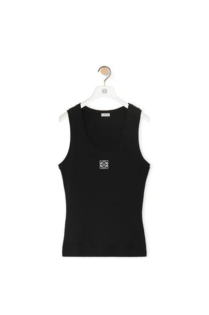 Anagram tank top in cotton Black - LOEWE Loewe Clothes Women, Loewe Tank Top, Loewe Top, Denim Wallet, Bday Wishlist, 18th Bday, Tank Top Straps, Airport Fashion, Leather Denim