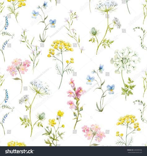 Flowers Doodles, Daisy Drawing, Wildflower Watercolor, Queens Wallpaper, Watercolor Wildflowers, Watercolor Floral Pattern, View Wallpaper, Floral Quilt, Watercolor Pattern