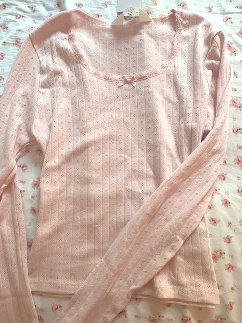 Coquette Long Sleeve, Pointelle Top, Fashionista Clothes, Stockholm Fashion, Pink Outfits, Girly Outfits, Dream Clothes, Cute Tops, Victoria Beckham