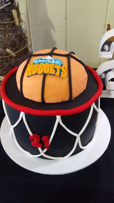 Denver Nuggets Cake, Nuggets Basketball, Basketball Cake, Chocolate Mud Cake, Mud Cake, Denver Nuggets, Cake Cover, Denver, Fondant